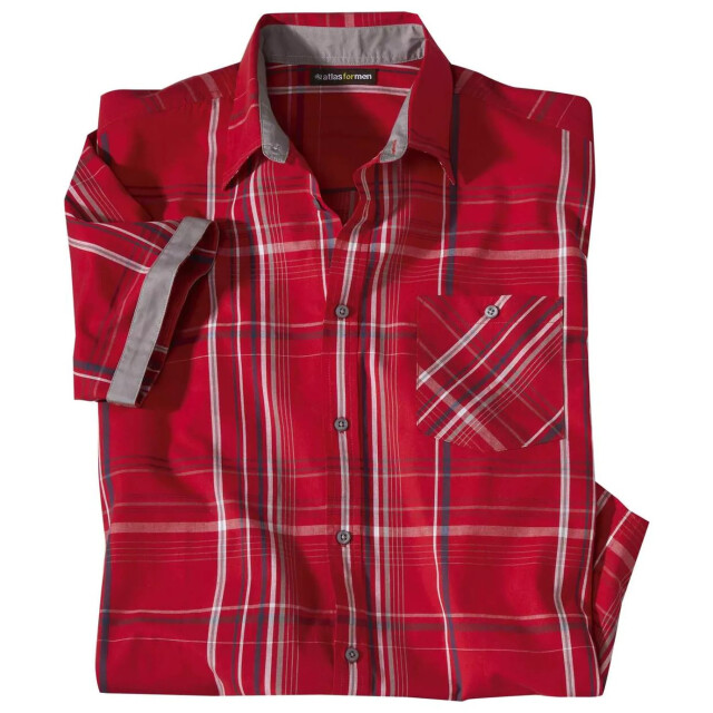 Atlas For Men Geruit herenhemd met korte mouwen UTAF333_red large