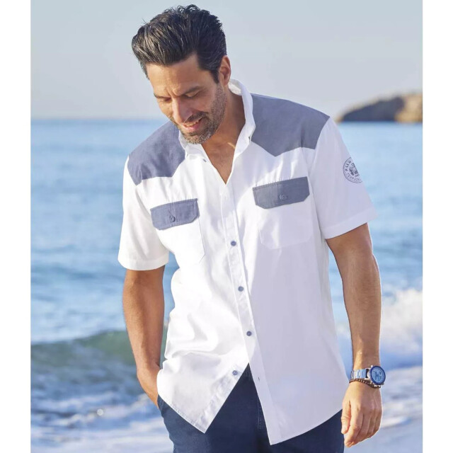 Atlas For Men Heren poplin overhemd UTAF401_white large