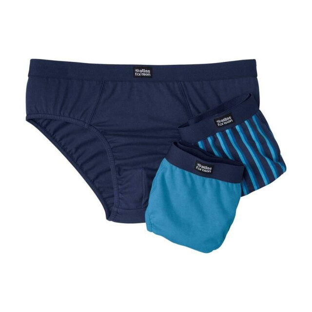 Atlas For Men Herenslip met logo (set van 3) UTAF1937_navyturquoise large
