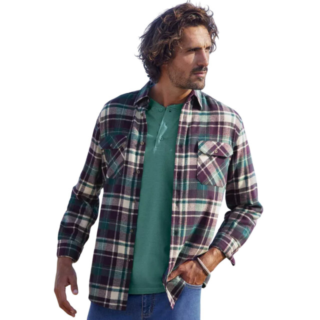 Atlas For Men Heren geruit flannel shirt UTAF1819_plumgreen large