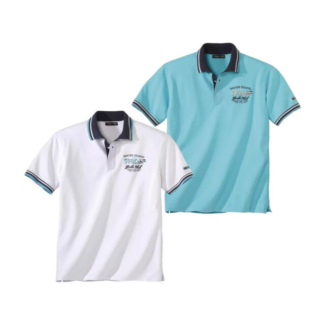 Atlas For Men Herenpolo (pak van 2) UTAF164_whiteturquoise large