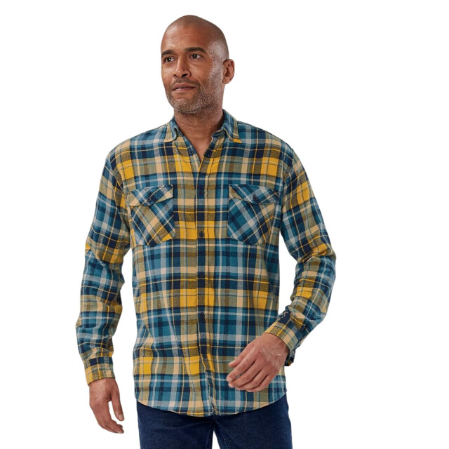 Atlas For Men Heren geruit flannel shirt UTAF1652_blueyellow large
