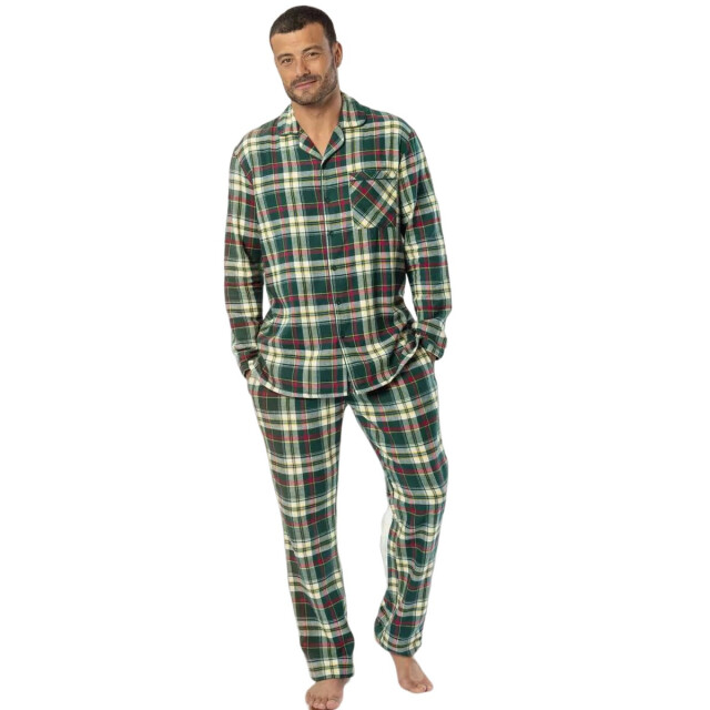 Atlas For Men Heren pyjama set met lange pyjama in geruite flanel UTAF1678_greenbeigeburgundy large