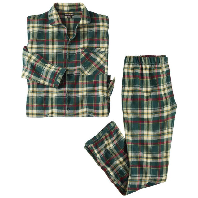 Atlas For Men Heren pyjama set met lange pyjama in geruite flanel UTAF1678_greenbeigeburgundy large