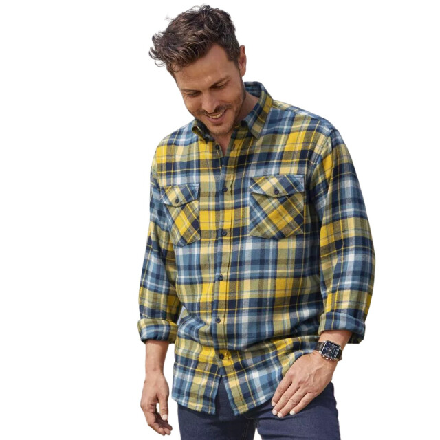 Atlas For Men Heren geruit flannel shirt UTAF1652_blueyellow large