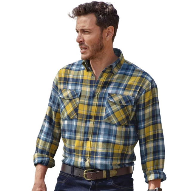 Atlas For Men Heren geruit flannel shirt UTAF1652_blueyellow large