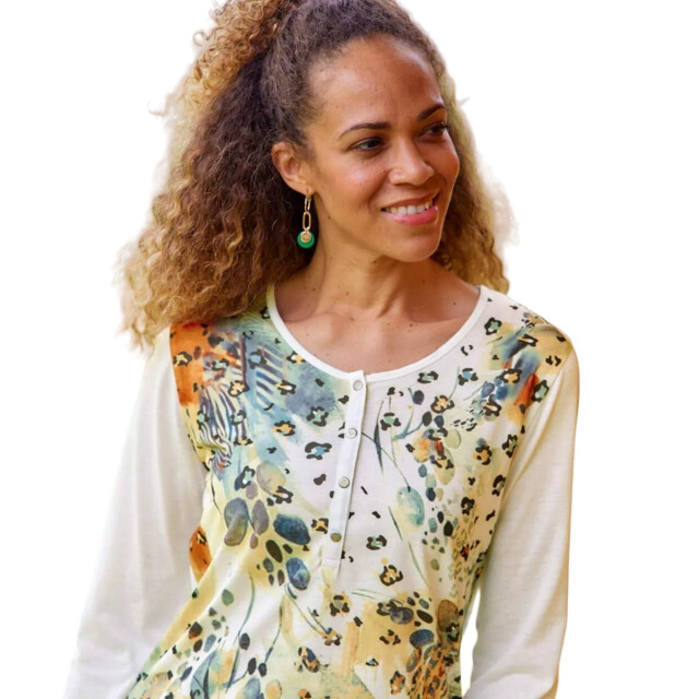 Atlas for Women Dames henley top met lange mouwen UTAF1693_ecru large
