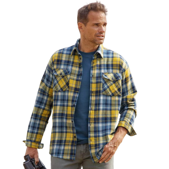 Atlas For Men Heren geruit flannel shirt UTAF1652_blueyellow large