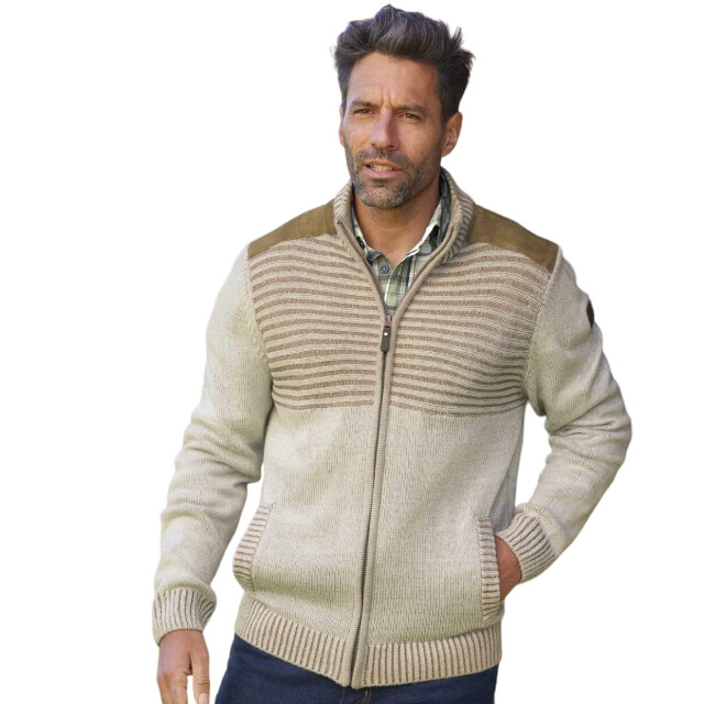 Atlas For Men Gebreide schouderpanelen jas van imitatiesuède voor heren UTAF1537_beige large