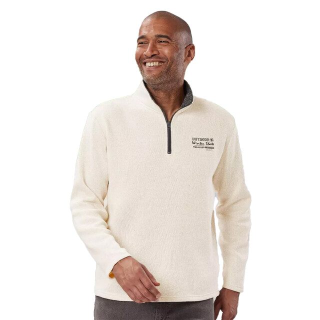 Atlas For Men Heren winterstaat geborstelde fleece trui UTAF1542_ecru large