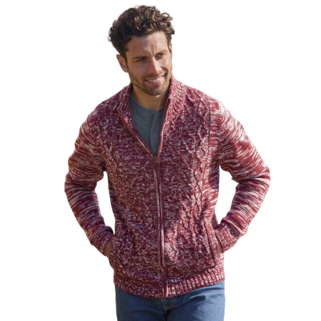 Atlas For Men Kabelgebreide heren jas UTAF1572_burgundy large