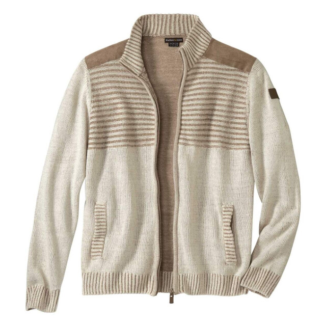 Atlas For Men Gebreide schouderpanelen jas van imitatiesuède voor heren UTAF1537_beige large