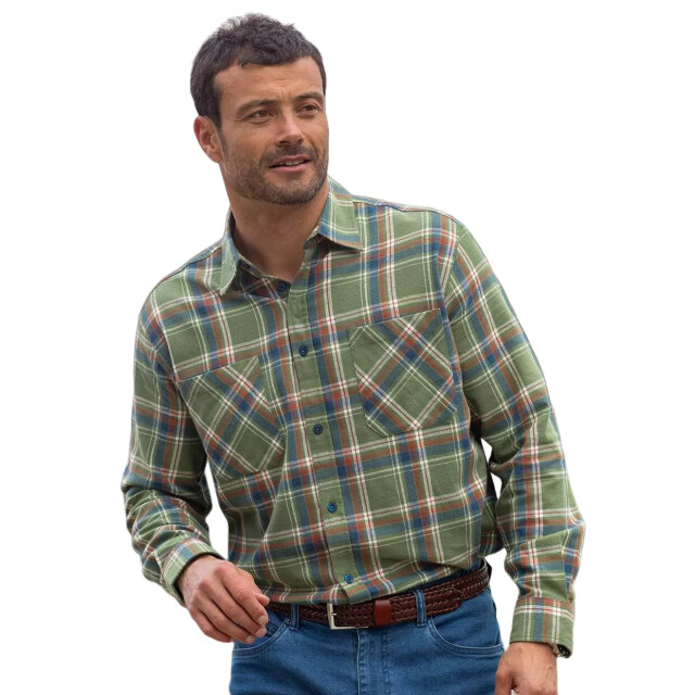 Atlas For Men Heren overhemd met contrast flanel UTAF1504_green large