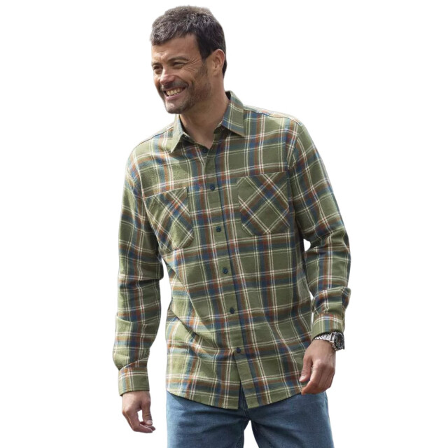 Atlas For Men Heren overhemd met contrast flanel UTAF1504_green large