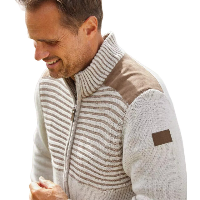 Atlas For Men Gebreide schouderpanelen jas van imitatiesuède voor heren UTAF1537_beige large