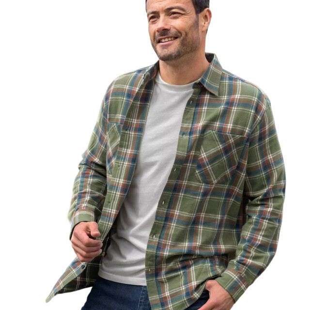 Atlas For Men Heren overhemd met contrast flanel UTAF1504_green large