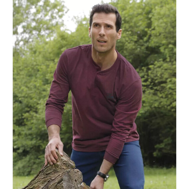 Atlas For Men Heren essential t-shirt met lange mouwen (pak van 5) UTAF144_burgundygreyyellowbluenavy large