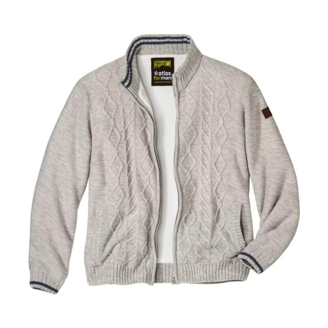 Atlas For Men Heren kabelgebreide fleece gevoerde jas UTAF1408_beige large