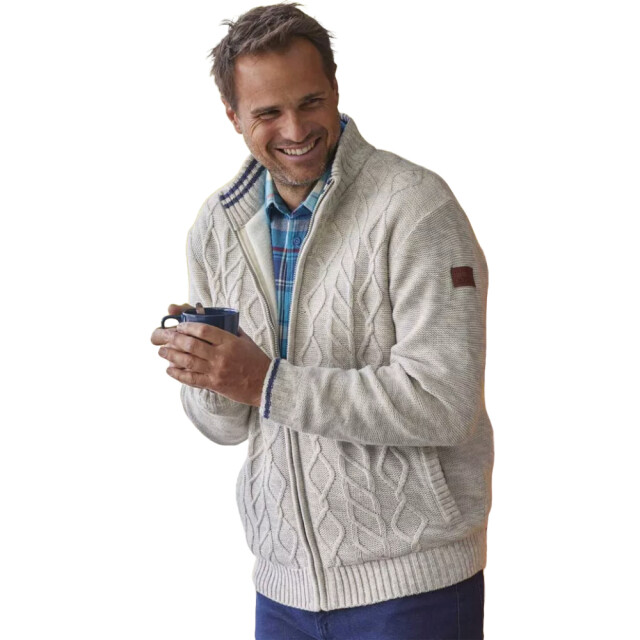 Atlas For Men Heren kabelgebreide fleece gevoerde jas UTAF1408_beige large