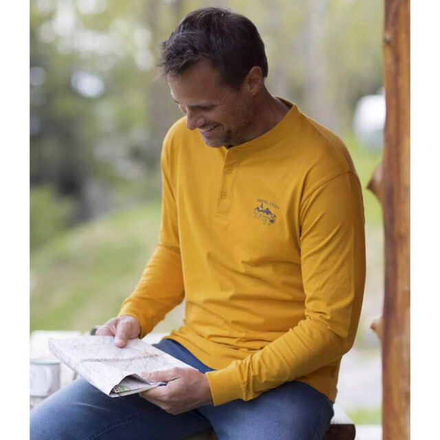 Atlas For Men Heren essential t-shirt met lange mouwen (pak van 5) UTAF144_burgundygreyyellowbluenavy large