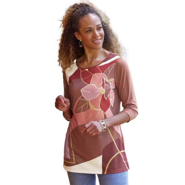 Atlas for Women Dames top met grafische print UTAF1440_pink large