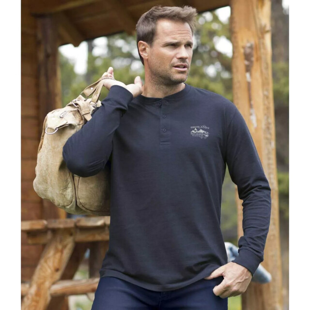 Atlas For Men Heren essential t-shirt met lange mouwen (pak van 5) UTAF144_burgundygreyyellowbluenavy large