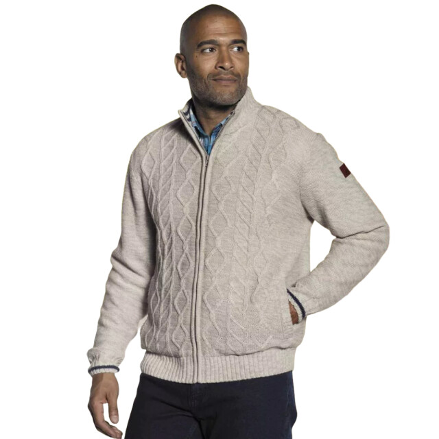Atlas For Men Heren kabelgebreide fleece gevoerde jas UTAF1408_beige large