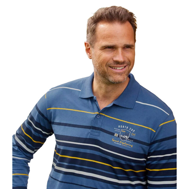 Atlas For Men Heren gestreept soft touch poloshirt UTAF1381_blue large