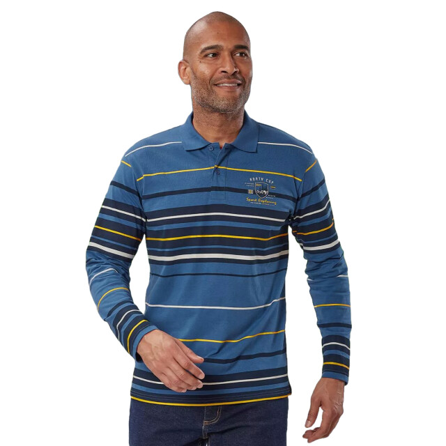 Atlas For Men Heren gestreept soft touch poloshirt UTAF1381_blue large