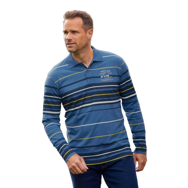 Atlas For Men Heren gestreept soft touch poloshirt UTAF1381_blue large