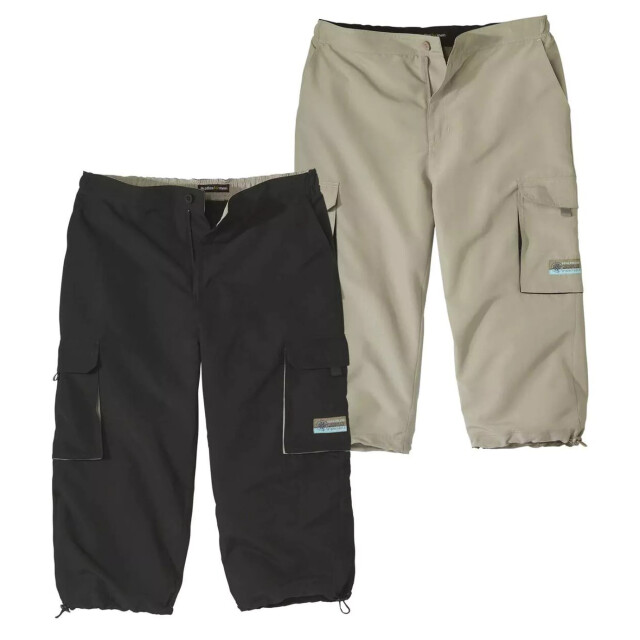Atlas For Men Heren broek cropped cargo (set van 2) UTAF1364_beigeblack large