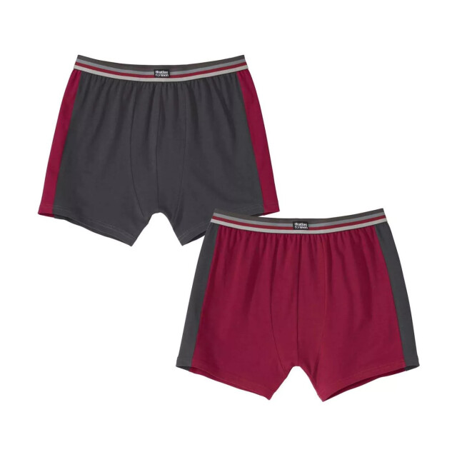 Atlas For Men Heren stretch boxershorts (set van 2) UTAF1295_anthracitegreyburgundy large