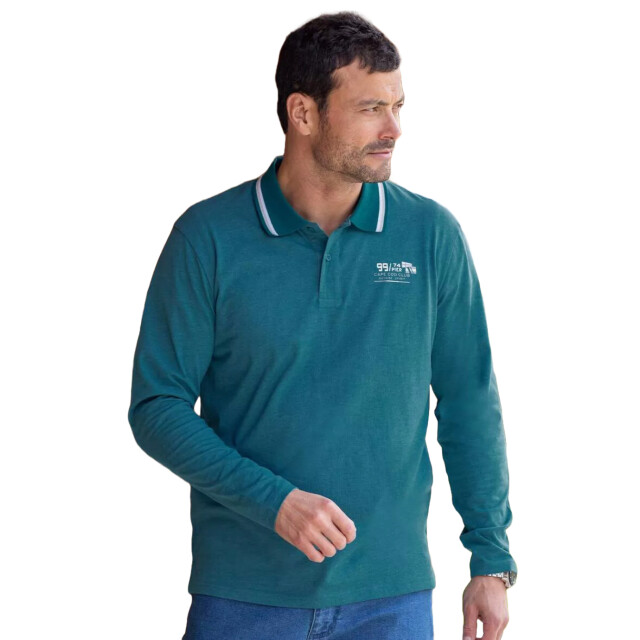 Atlas For Men Heren casual poloshirt met lange mouwen (set van 2) UTAF1352_lightgreymallardblue large