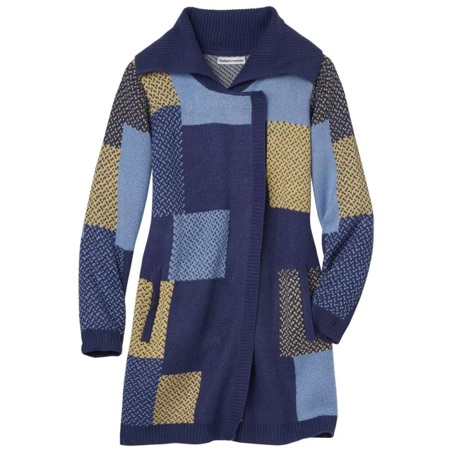 Atlas for Women Gebreide damesjas met patchwork UTAF1061_blue large