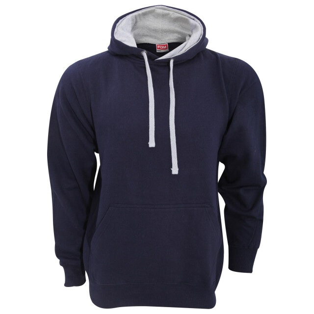 FDM Unisex contrasterende hooded sweatshirt / hoodie (300 gsm) UTFK368_navyheathergrey large