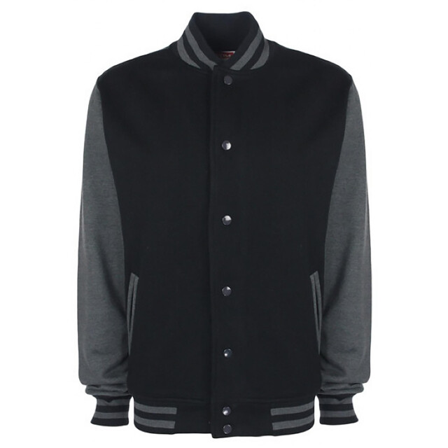 FDM Unisex varsity / university jacket (contrast mouwen) UTFK370_blackcharcoal large