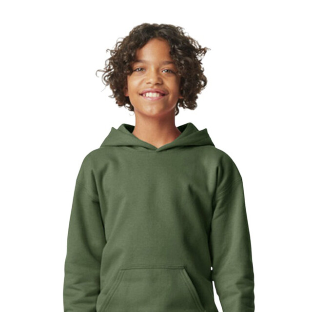 Gildan Kinder/kids softstyle plain fleece midweight hoodie UTFK3332_militarygreen large