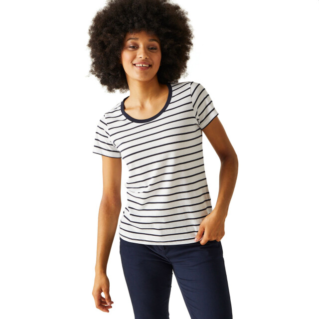 Regatta Dames filandra viii stripe t-shirt UTRG9954_whitenavy large