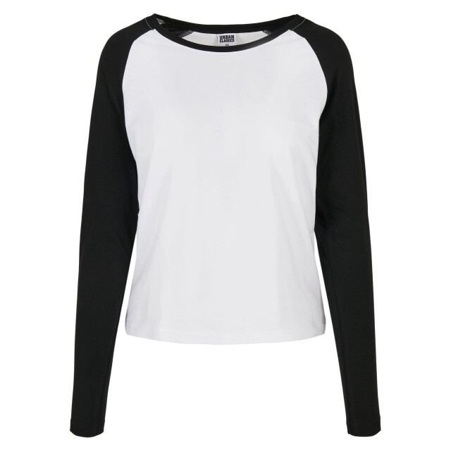 Urban Classics Dames contrast raglan t-shirt met lange mouwen UTTN1010_whiteblack large