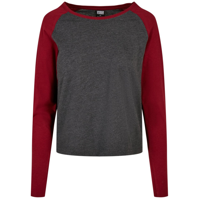 Urban Classics Dames contrast raglan t-shirt met lange mouwen UTTN1010_charcoalburgundy large