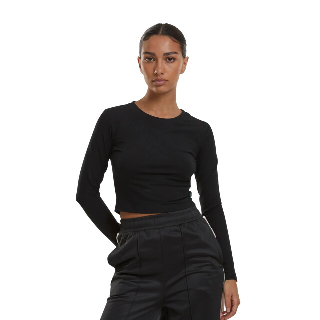 Urban Classics Dames biologisch gewaad t-shirt met lange mouwen UTTN1014_black large