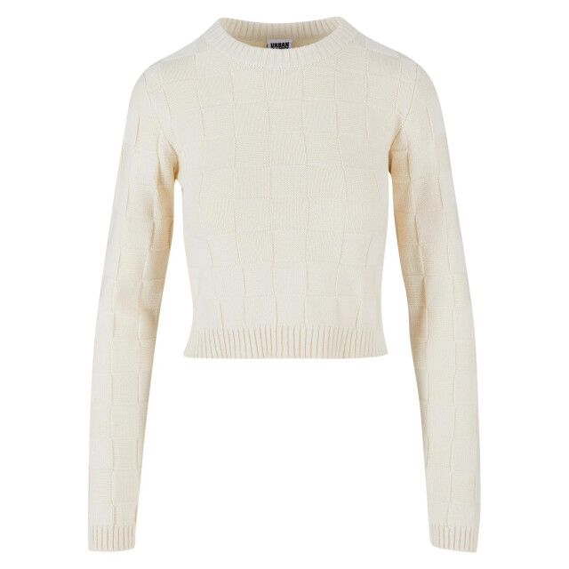 Urban Classics Dames geruit gebreid sweatshirt UTTN1017_sand large
