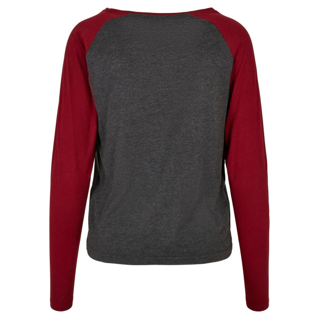 Urban Classics Dames contrast raglan t-shirt met lange mouwen UTTN1010_charcoalburgundy large