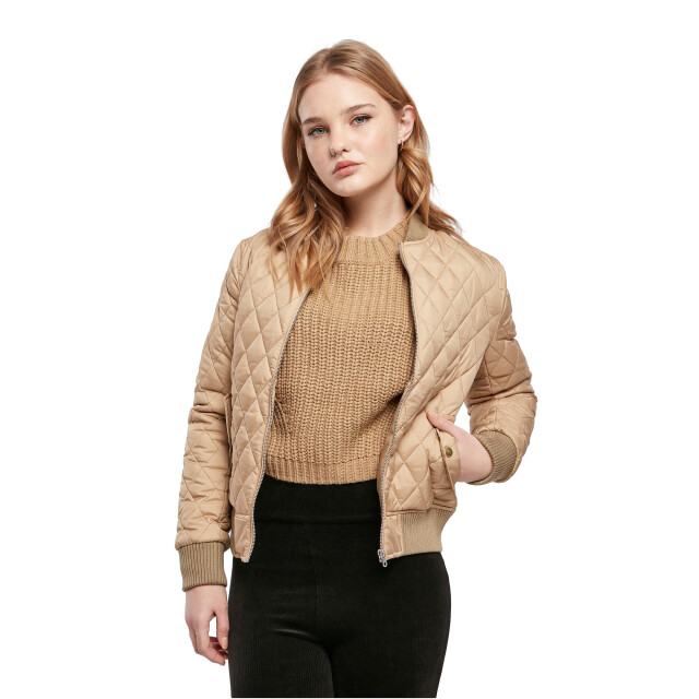 Urban Classics Dames diamond nylon gewatteerd jasje UTTN101_unionbeige large