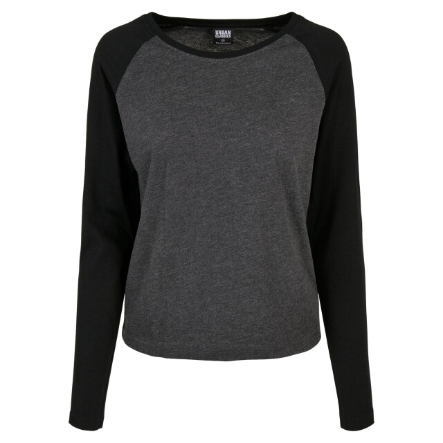 Urban Classics Dames contrast raglan t-shirt met lange mouwen UTTN1010_charcoalblack large