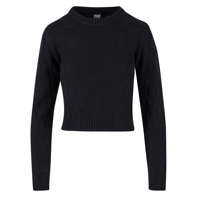 Urban Classics Dames geruit gebreid sweatshirt UTTN1017_black large
