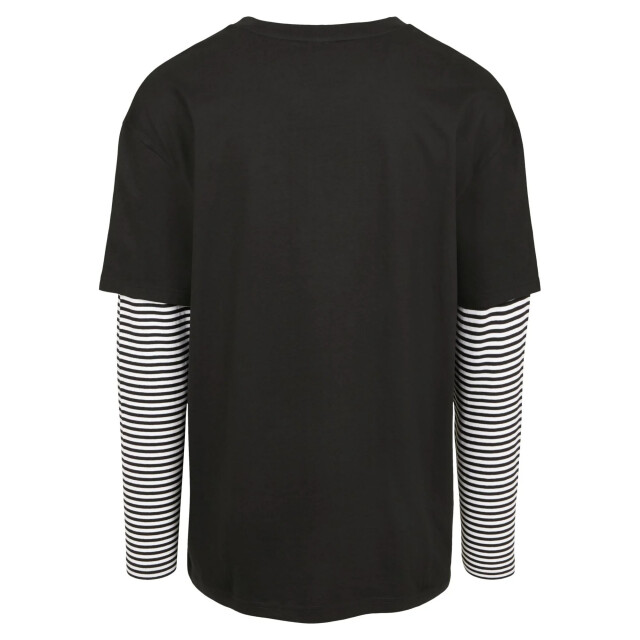Urban Classics Heren gestreept dubbel gelaagd oversized t-shirt UTTN1025_black large