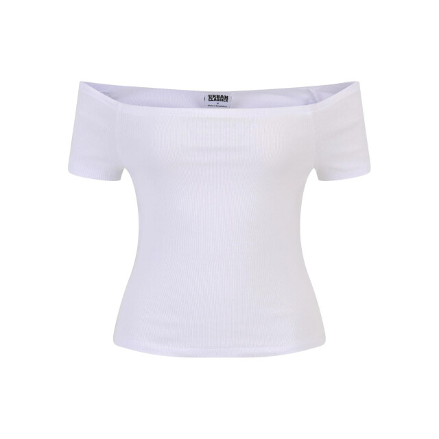 Urban Classics Dames geribd off shoulder t-shirt (set van 2) UTTN1026_whiteolive large