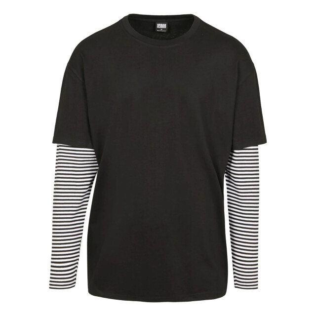 Urban Classics Heren gestreept dubbel gelaagd oversized t-shirt UTTN1025_black large