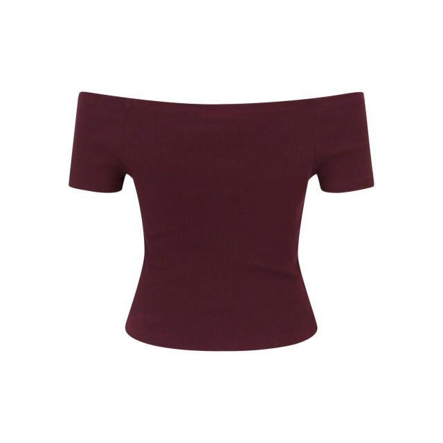 Urban Classics Dames geribd off shoulder t-shirt (set van 2) UTTN1026_redwineblack large
